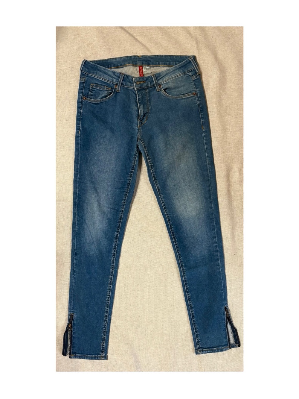 H&M Women's Blue Skinny Jeans with Ankle Slits